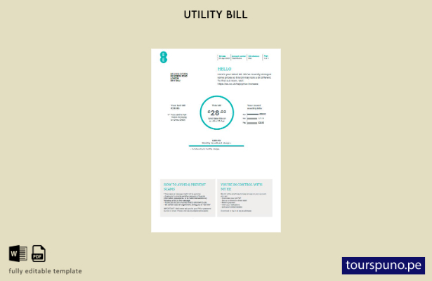 lista para imprimir plantilla de factura de servicios públicos EE del Reino Unid